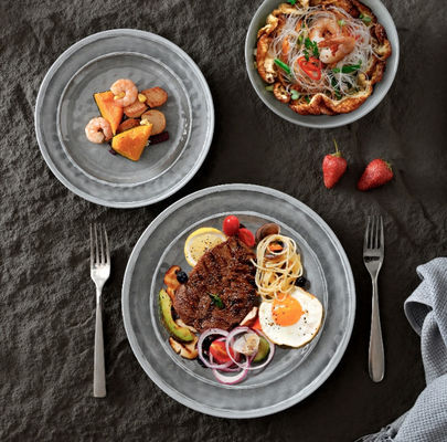 Conjuntos de vajilla, platos y cuencos de melamina, conjuntos de vajilla de 12pcs para 4 platos para uso interior y exterior de campamento