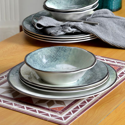 Set de vajilla verde de melamina de 12 piezas para uso exterior en interiores