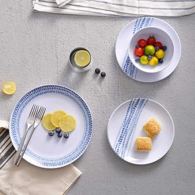 12pcs Rustico Melamina Conjunto de vajilla Lavavajillas Seguro lluvia