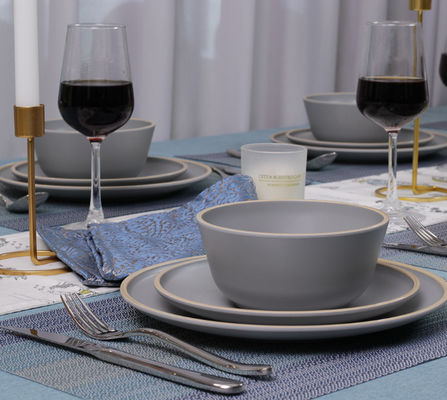 Gufaith 4 platillos y cuencos de comedor de melamina 12 piezas