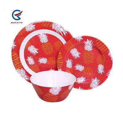 3PCS Red Melamine Dinnerware Set para acampar en el interior de la cocina de uso exterior