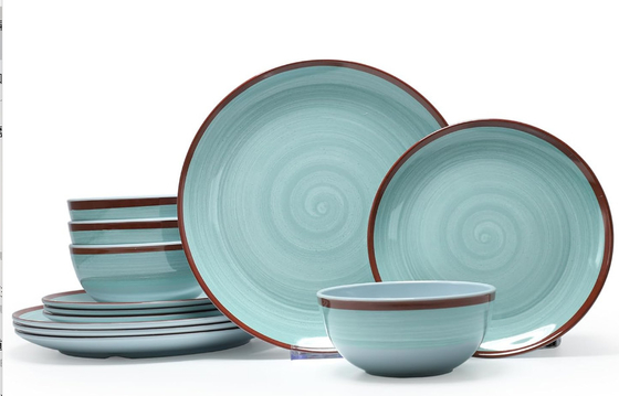 Verde 12 Pc Melamina Confección de platos y tazones Morden